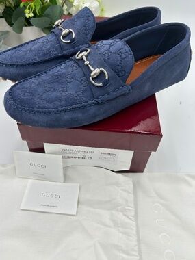 Men’s Gucci GG EMBOSSED suede loafers. Size 11 (fits 11.5 US) Made in Italy